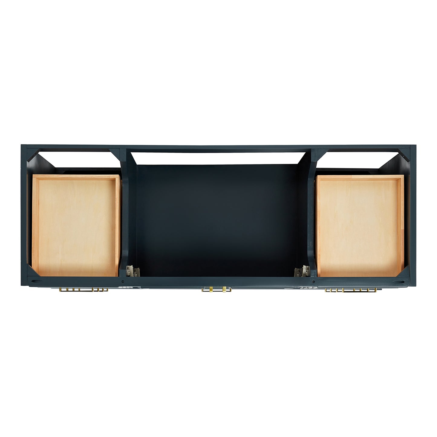 Langford 60-inch Midnight Blue bathroom vanity on white back ground top down