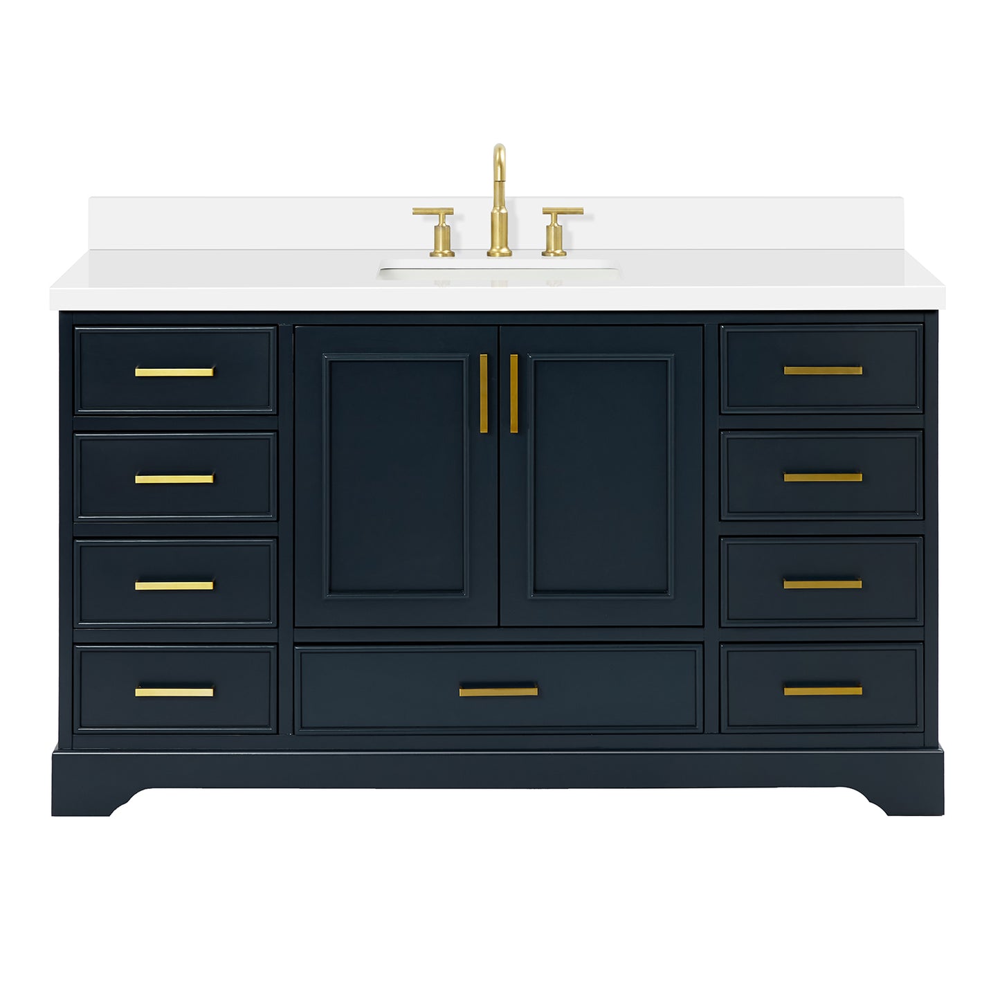 Langford 60-inch Midnight Blue bathroom vanity on white back ground front view main image