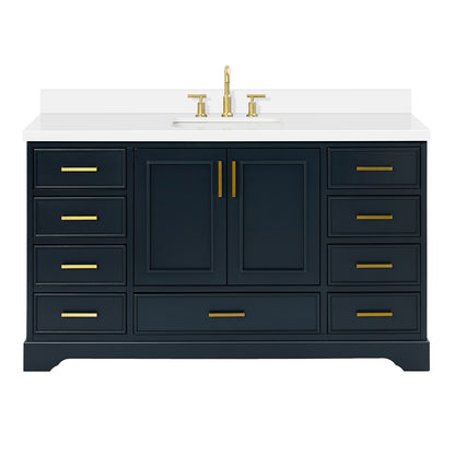 Langford 60-inch Midnight Blue bathroom vanity on white back ground front view main image