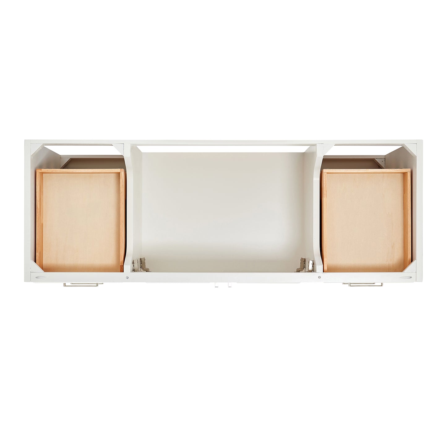 Langford 60-inch White bathroom vanity on white back ground top down