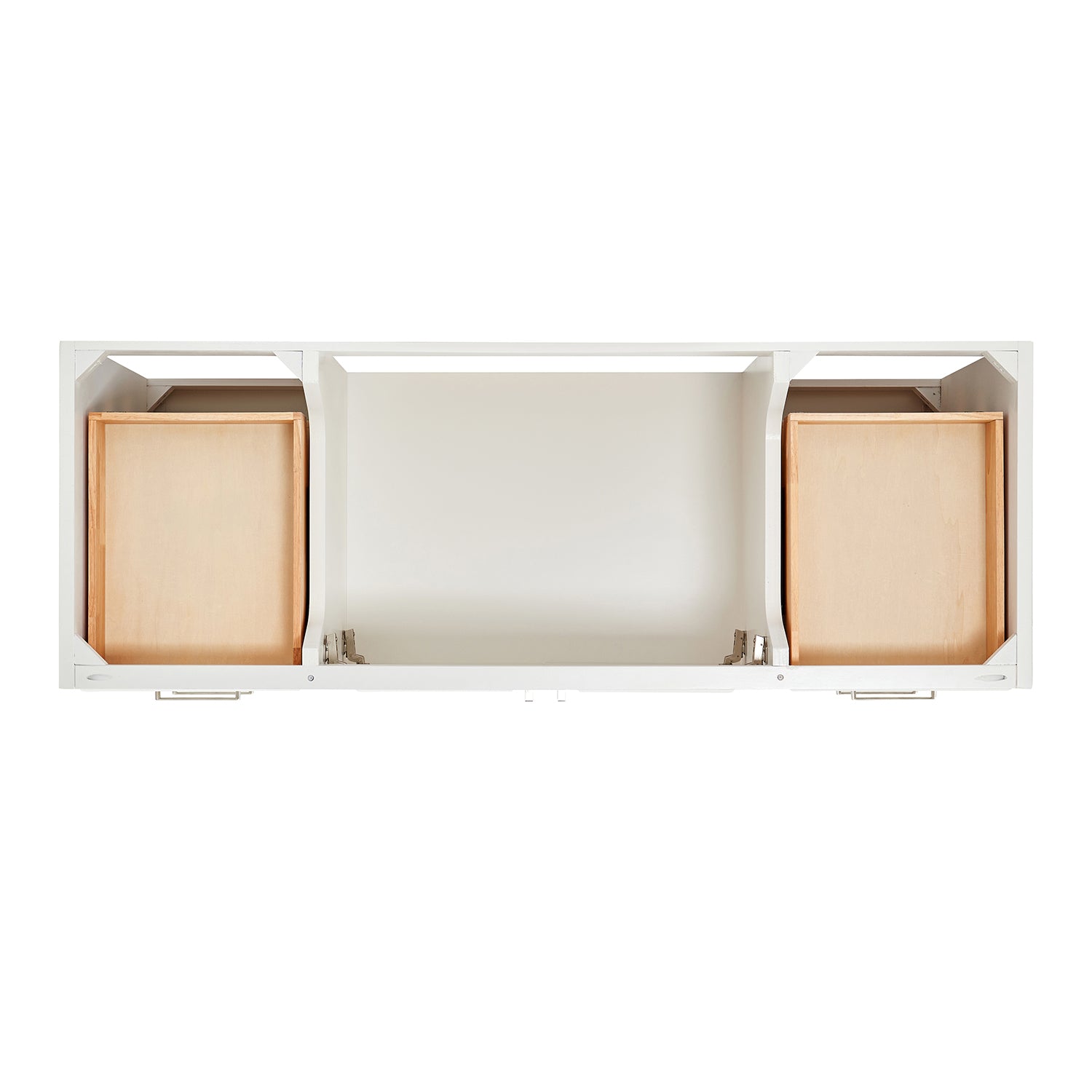 Langford 60-inch White bathroom vanity on white back ground top down