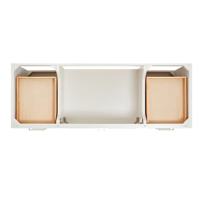 Langford 60-inch White bathroom vanity on white back ground top down