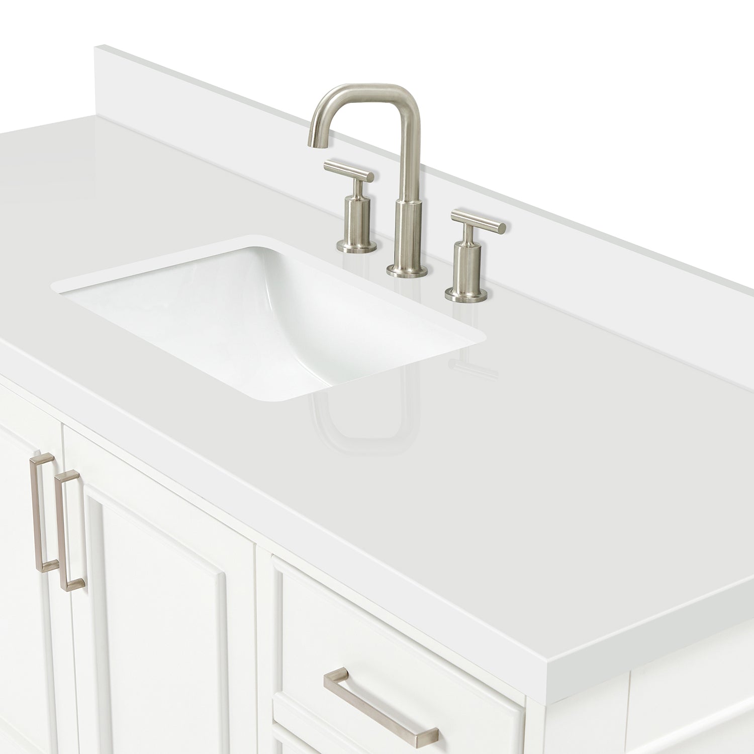 Langford 60-inch White bathroom vanity on detail 2