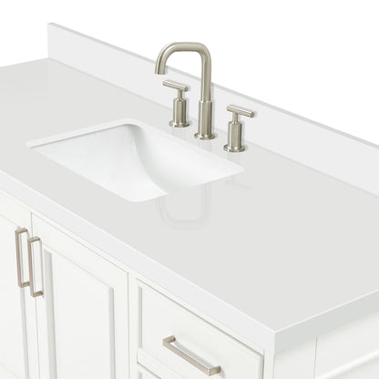 Langford 60-inch White bathroom vanity on detail 2