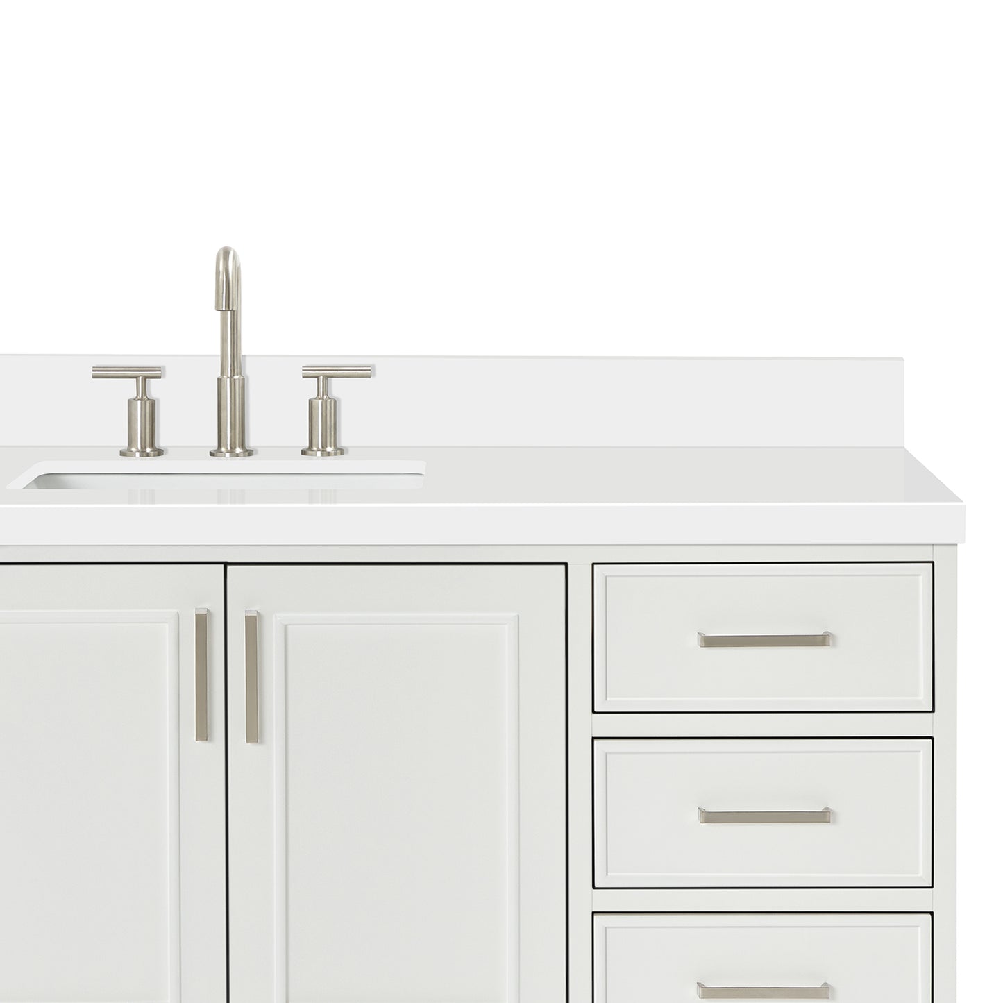 Langford 60-inch White bathroom vanity on detail 3