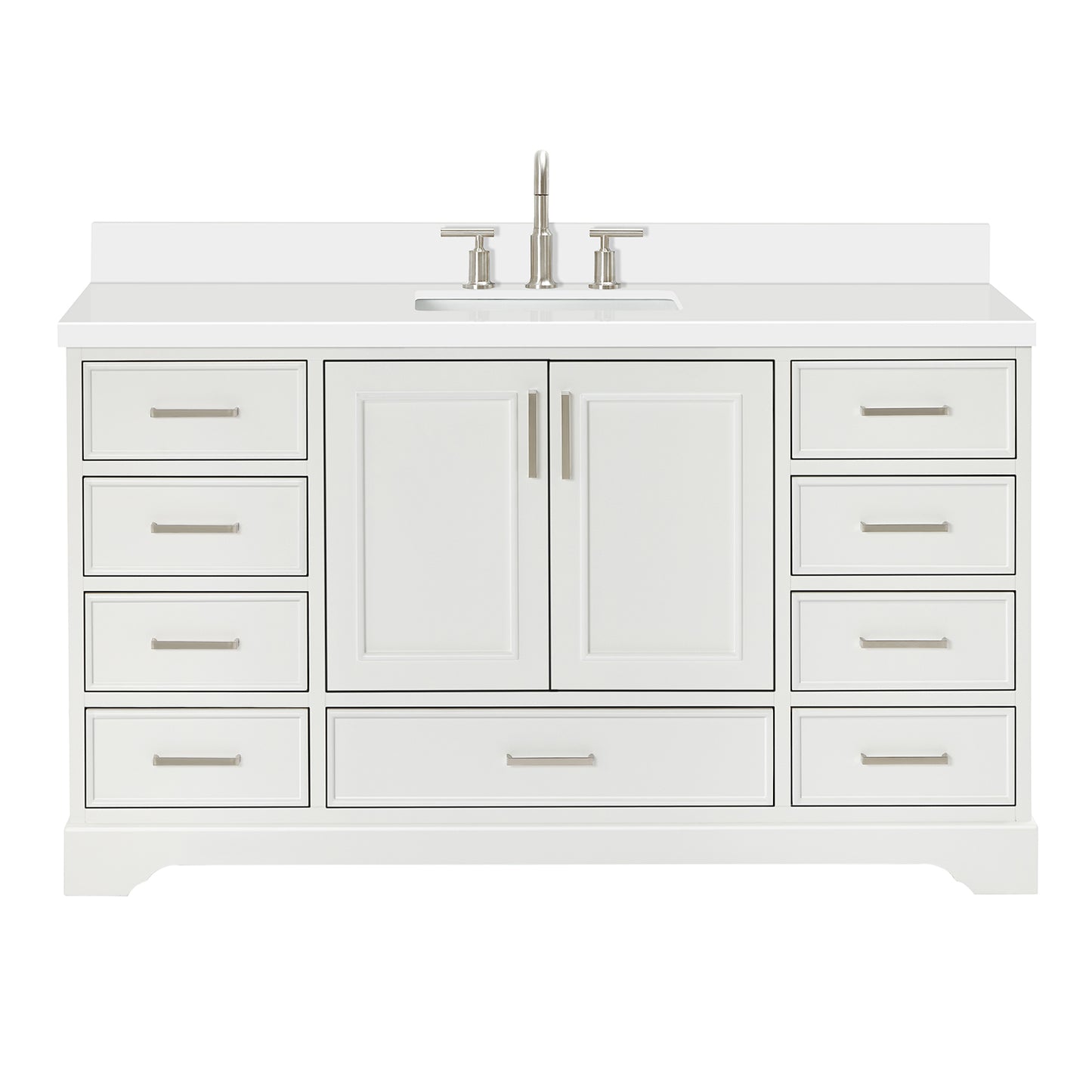 Langford 60-inch White bathroom vanity on white back ground front view main image