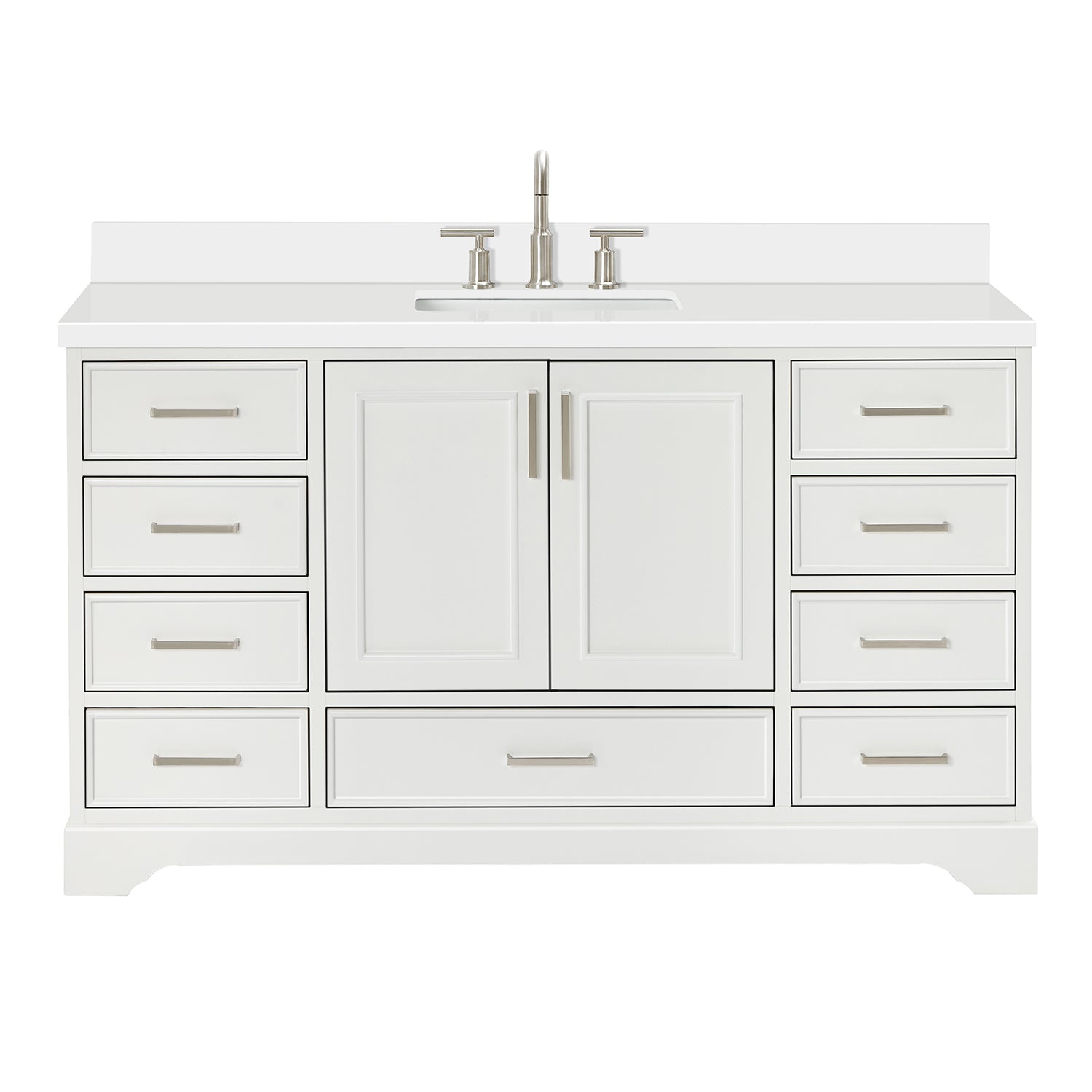 Langford 60-inch White bathroom vanity on white back ground front view main image