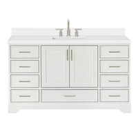 Langford 60-inch White bathroom vanity on white back ground front view main image