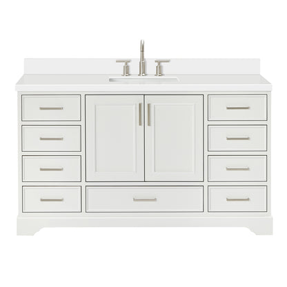Langford 60-inch White bathroom vanity on white back ground front view main image