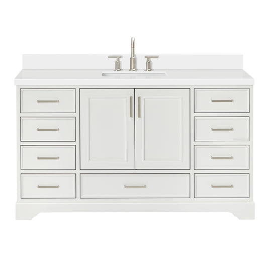 Langford 60-inch White bathroom vanity on white back ground front view main image