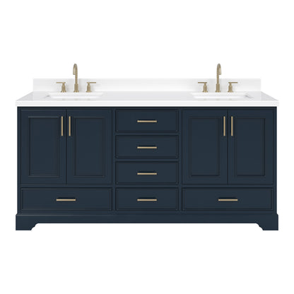 Langford 72-inch Midnight Blue bathroom vanity on white back ground front view main image