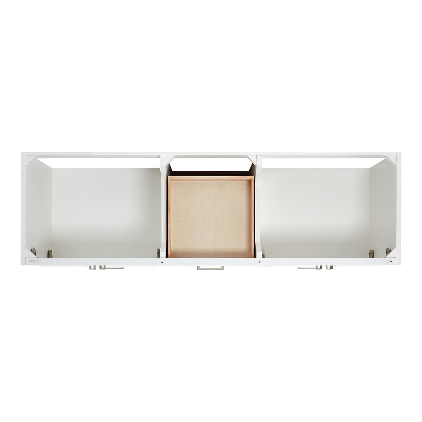 Langford 72-inch White bathroom vanity on white back ground top down