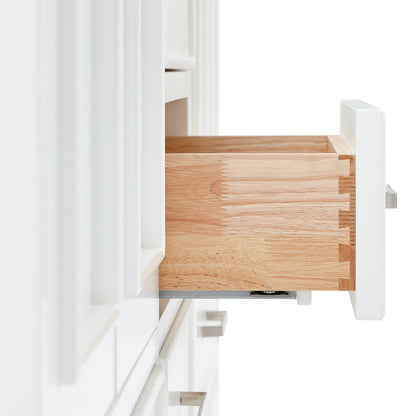 Langford 72-inch White bathroom vanity on detail 1