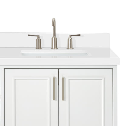 Langford 72-inch White bathroom vanity on detail 2