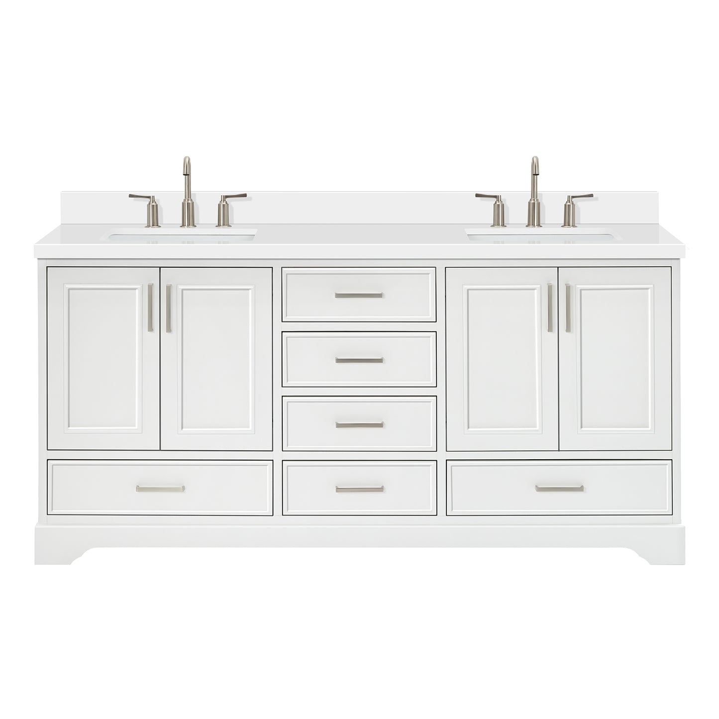 Langford 72-inch White bathroom vanity on white back ground front view main image