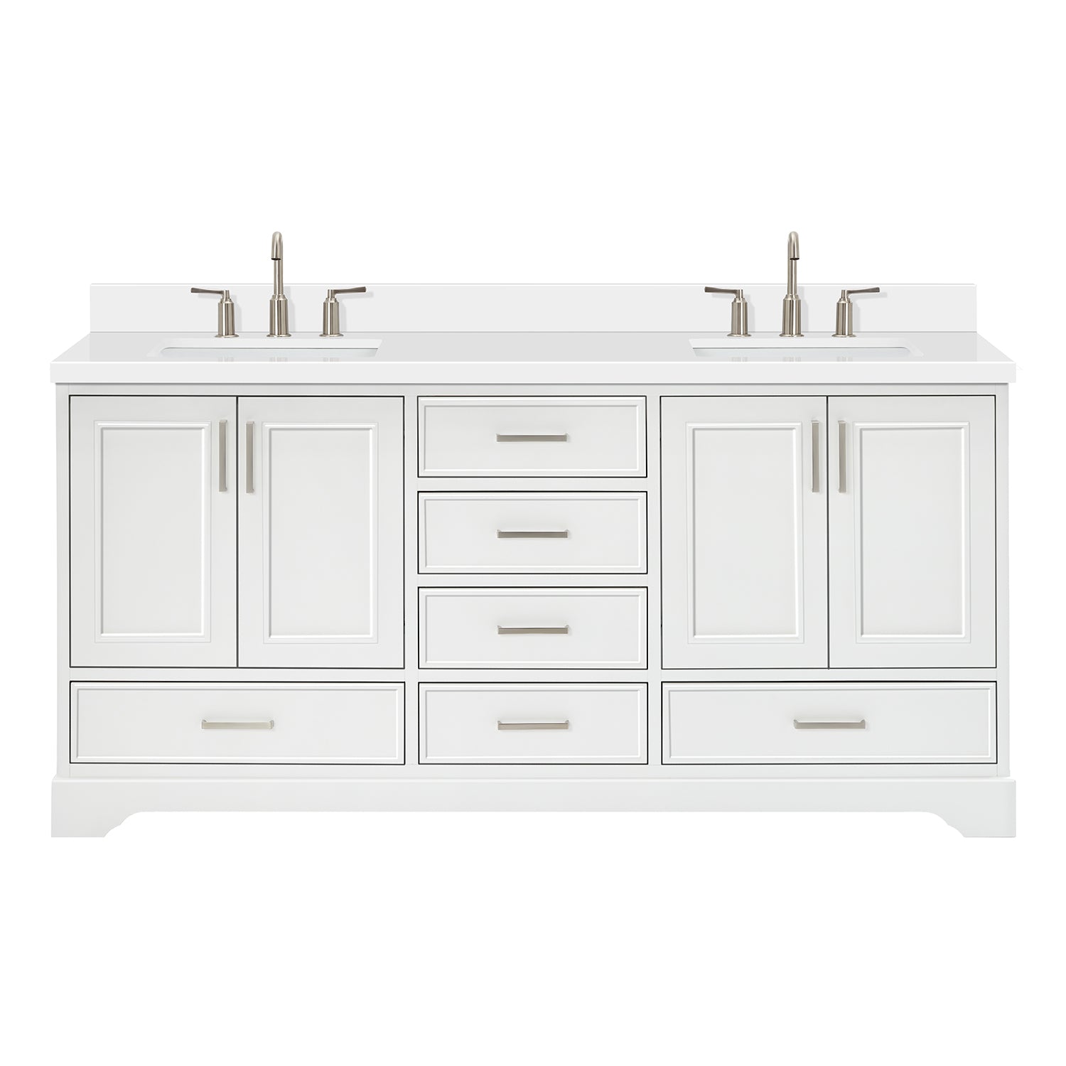 Langford 72-inch White bathroom vanity on white back ground front view main image