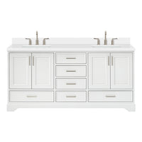 Langford 72-inch White bathroom vanity on white back ground front view main image
