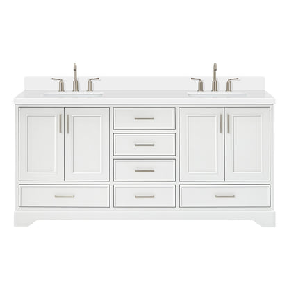 Langford 72-inch White bathroom vanity on white back ground front view main image