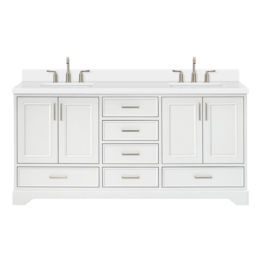 Langford 72-inch White bathroom vanity on white back ground front view main image