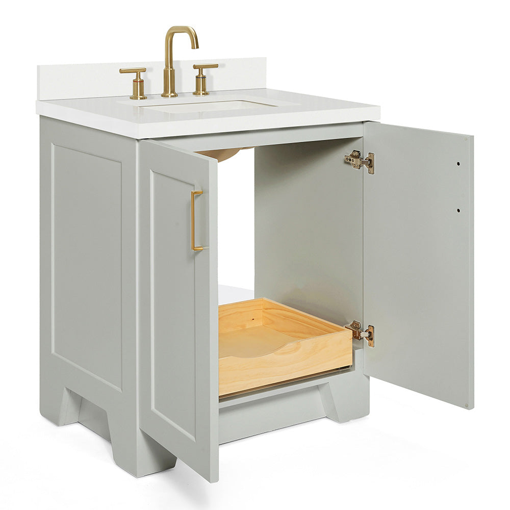 Emilia 30-Inch Grey bathroom vanity on white background – product photo 1