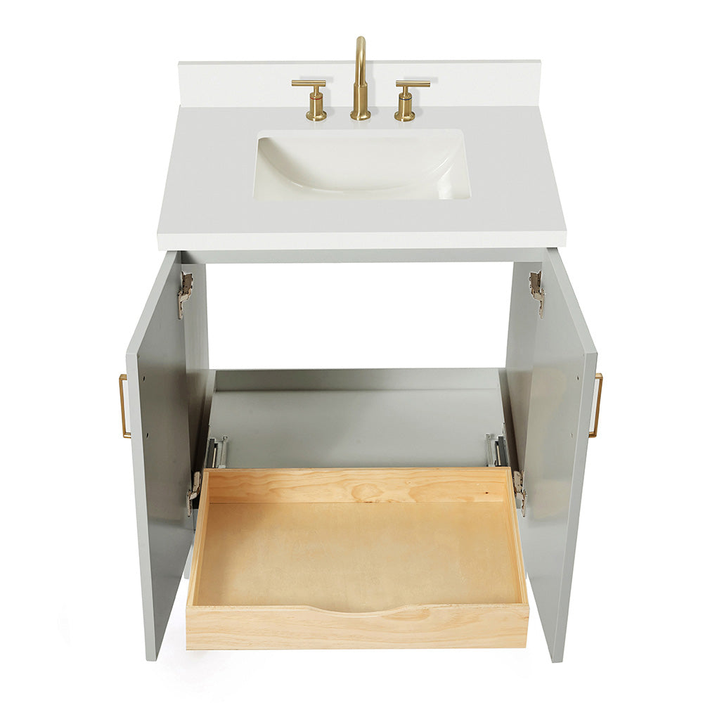 Emilia 30-Inch Grey bathroom vanity on white background – product photo 2