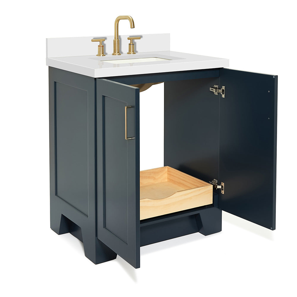 Emilia 30-Inch Midnight Blue bathroom vanity on white background – product photo 1