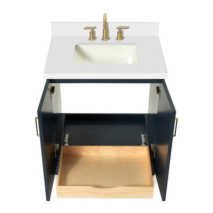 Emilia 30-Inch Midnight Blue bathroom vanity on white background – product photo 2
