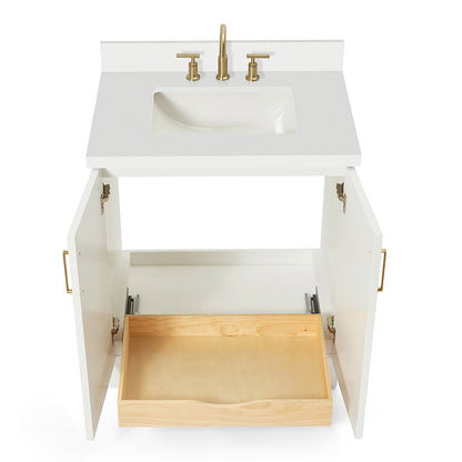 Emilia 30-Inch White bathroom vanity on white background – product photo 2
