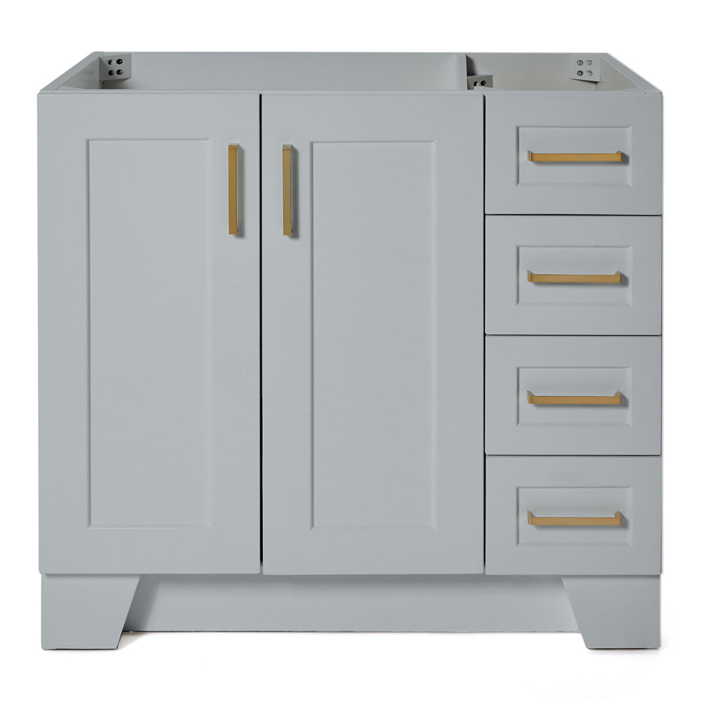 Emilia 36-inch Grey base cabinet on white back ground front view main image
