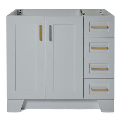 Emilia 36-inch Grey base cabinet on white back ground front view main image