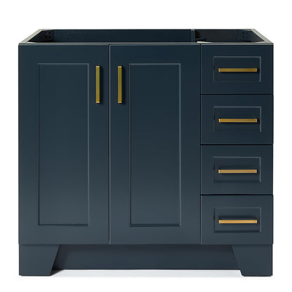 Emilia 36-inch Midnight Blue base cabinet on white back ground front view main image