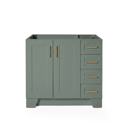 Emilia 36-inch Vintage Green base cabinet on white back ground front view main image