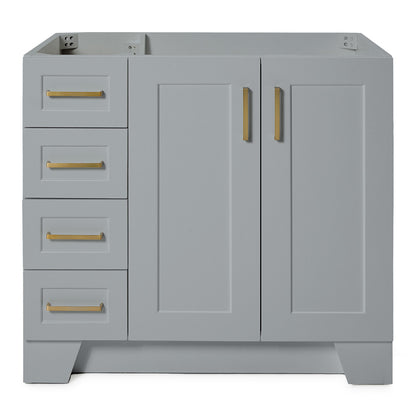 Emilia 36-inch Grey base cabinet on white back ground front view main image