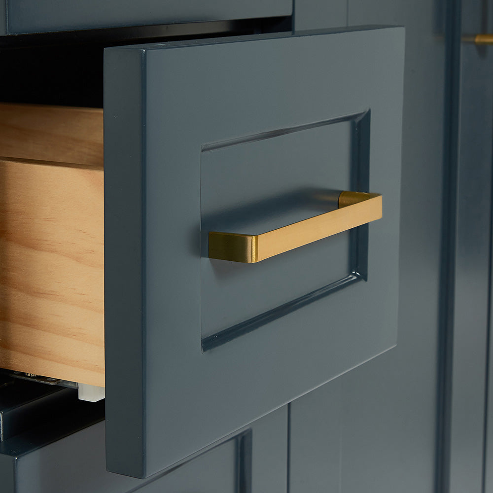 Emilia 36-inch Midnight Blue base cabinet on white back ground top down