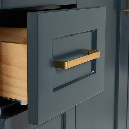 Emilia 36-inch Midnight Blue base cabinet on white back ground top down