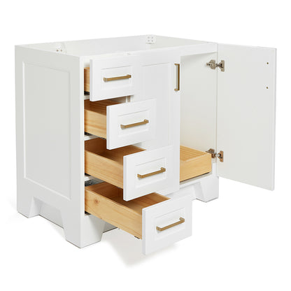 Emilia 36-inch White base cabinet on white back ground side view open door