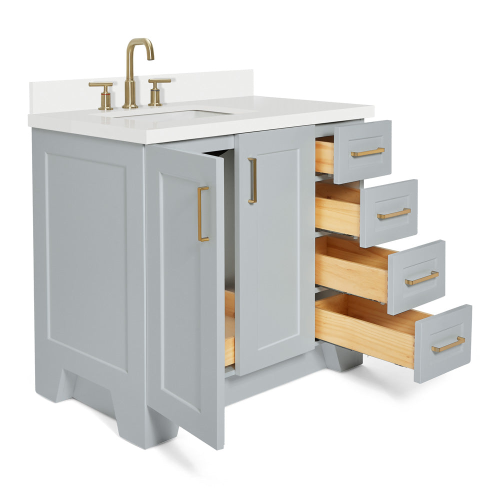 Emilia 36-Inch Grey bathroom vanity on white background – product photo 1