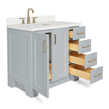 Emilia 36-Inch Grey bathroom vanity on white background – product photo 1