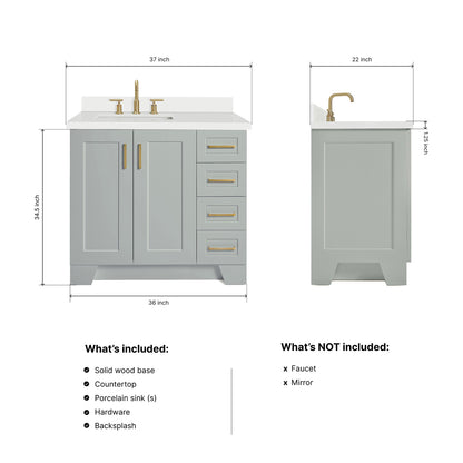 Emilia 36-Inch Grey bathroom vanity dimensions