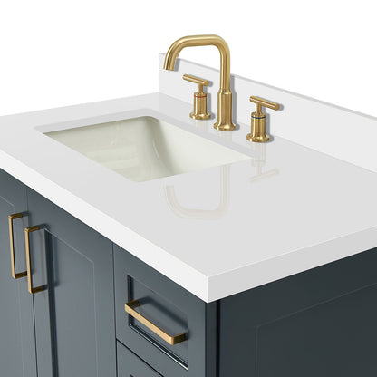 Emilia 36-Inch Midnight Blue bathroom vanity on white background – product photo 5