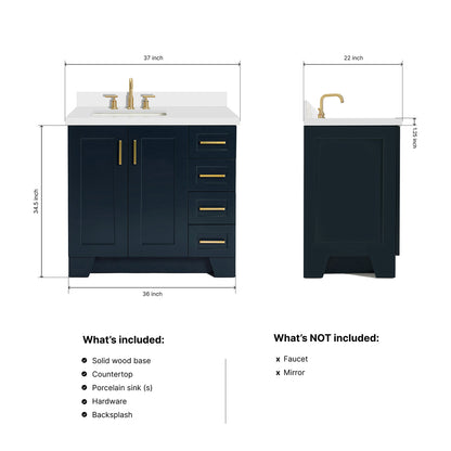 Emilia 36-Inch Midnight Blue bathroom vanity dimensions