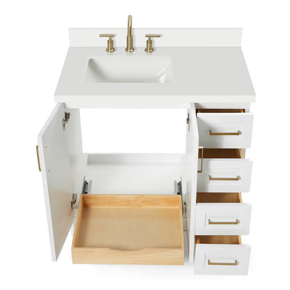 Emilia 36-Inch White bathroom vanity on white background – product photo 2
