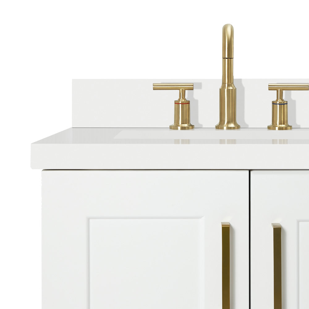 Emilia 36-Inch White bathroom vanity on white background – product photo 5