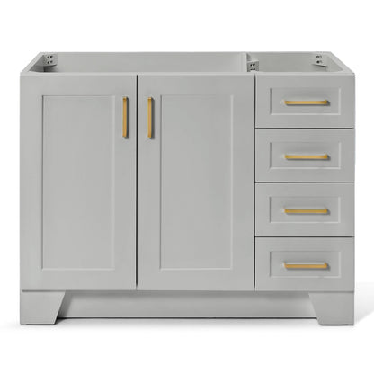 Emilia 42-inch Grey base cabinet on white back ground front view main image