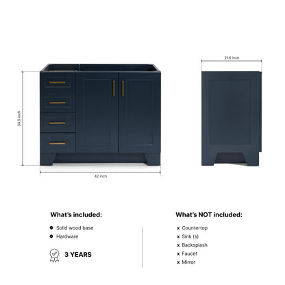 Emilia 42-inch Midnight Blue base cabinet on dimensions