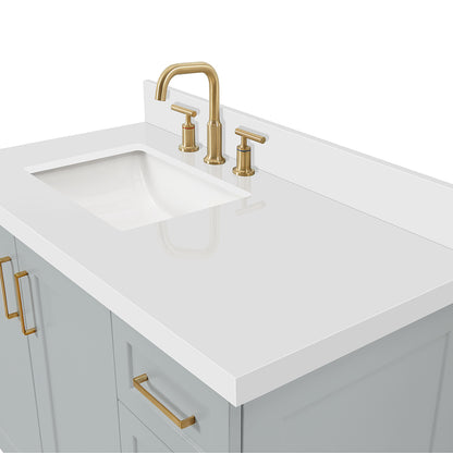Emilia 42-Inch Grey bathroom vanity on white background – product photo 5