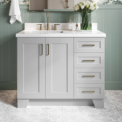 Emilia 42-Inch Grey bathroom vanity in styled bathroom setting