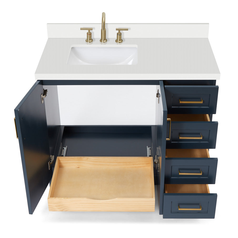 Emilia 42-Inch Midnight Blue bathroom vanity on white background – product photo 1