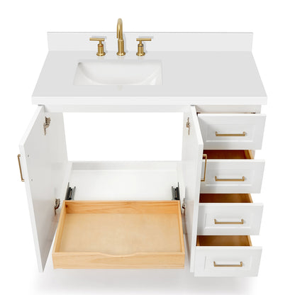 Emilia 42-Inch White bathroom vanity on white background – product photo 2