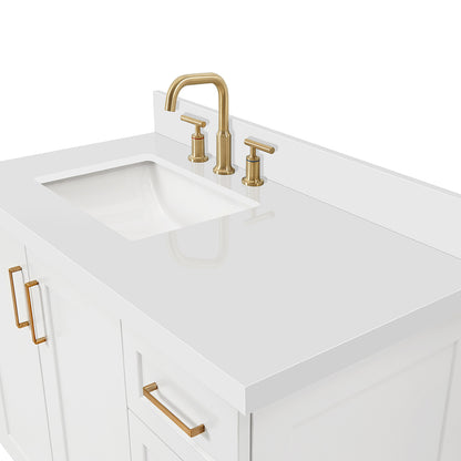 Emilia 42-Inch White bathroom vanity on white background – product photo 5